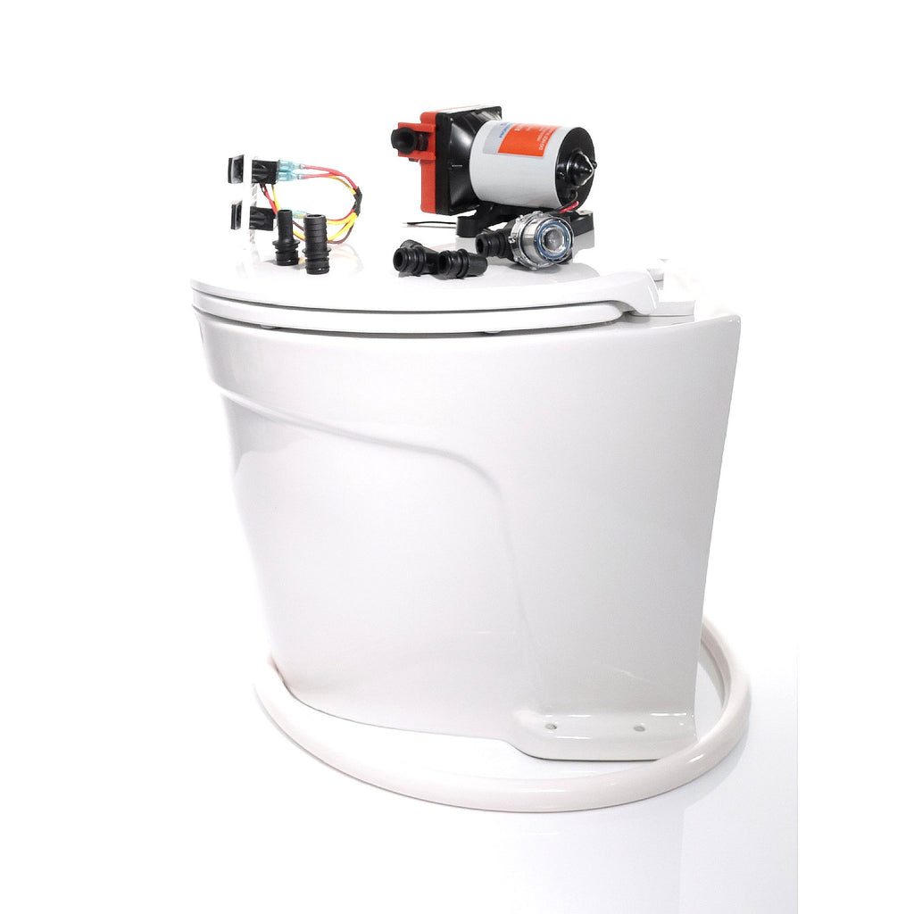 Detalj av Compass Deluxe-Flush elektrisk toalett med magnetventil friskvann