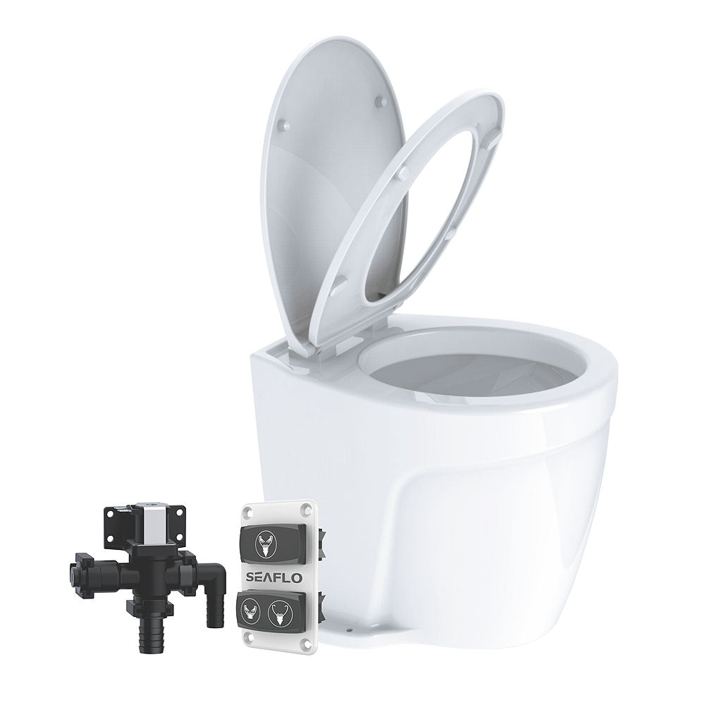 Compass Deluxe-Flush elektrisk toalett med magnetventil friskvann forfra