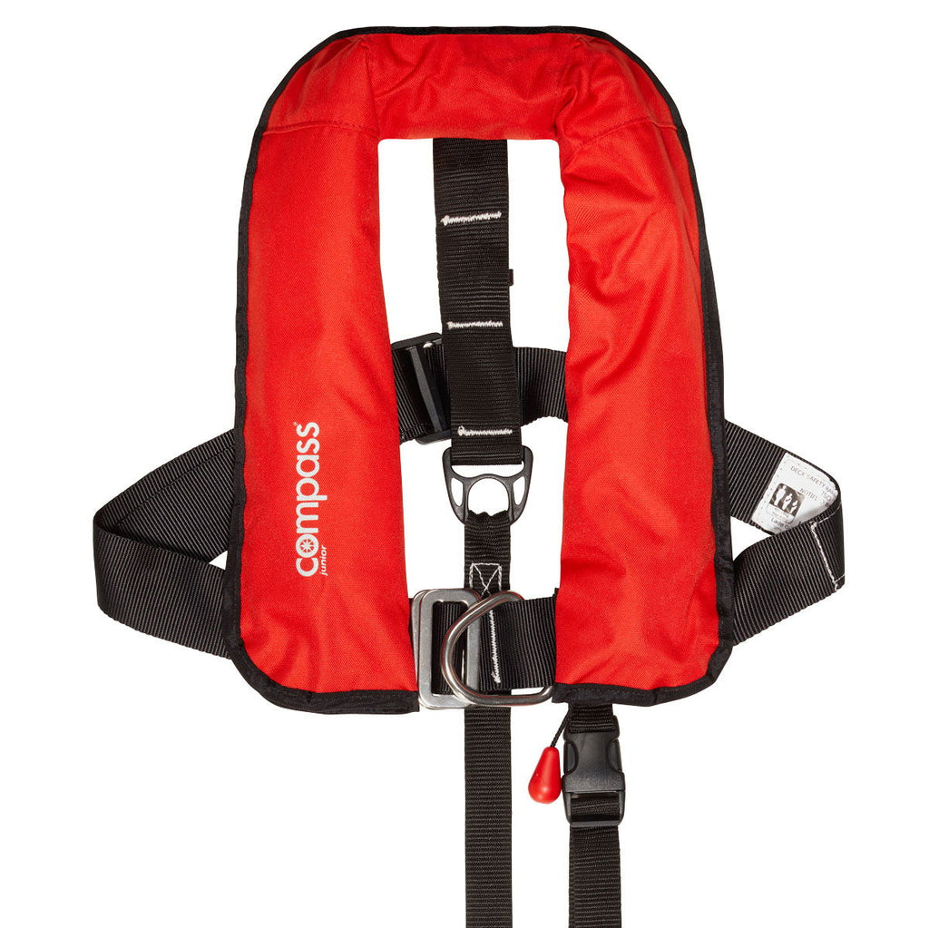 Compass Junior automatvest 150N med sele 2-pack bakside