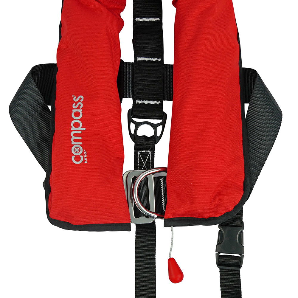 Compass Junior automatvest 150N med sele 2-pack detalj av refleks