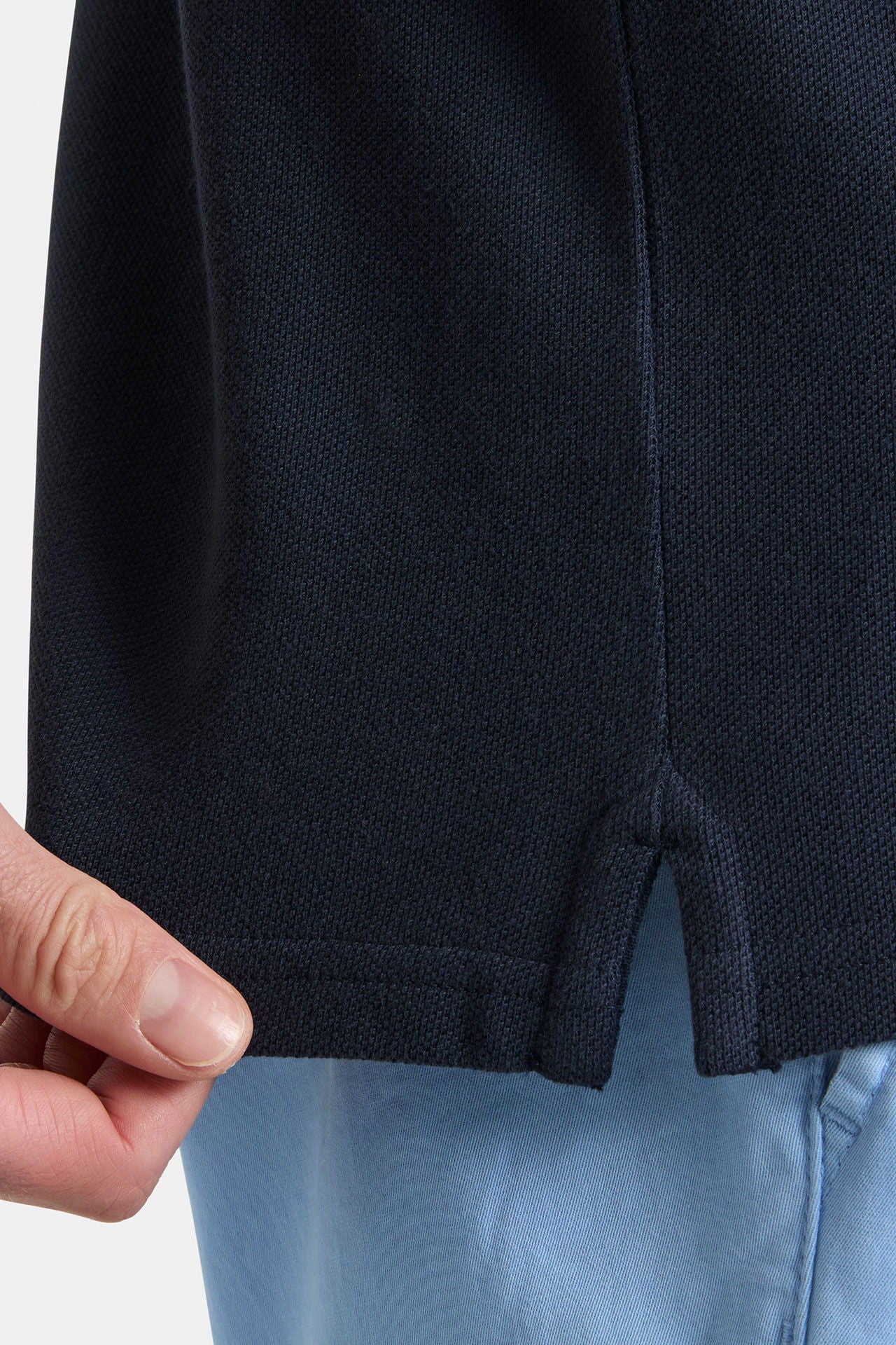 Crew polo bomull piqué for herre ribbet mansjetter