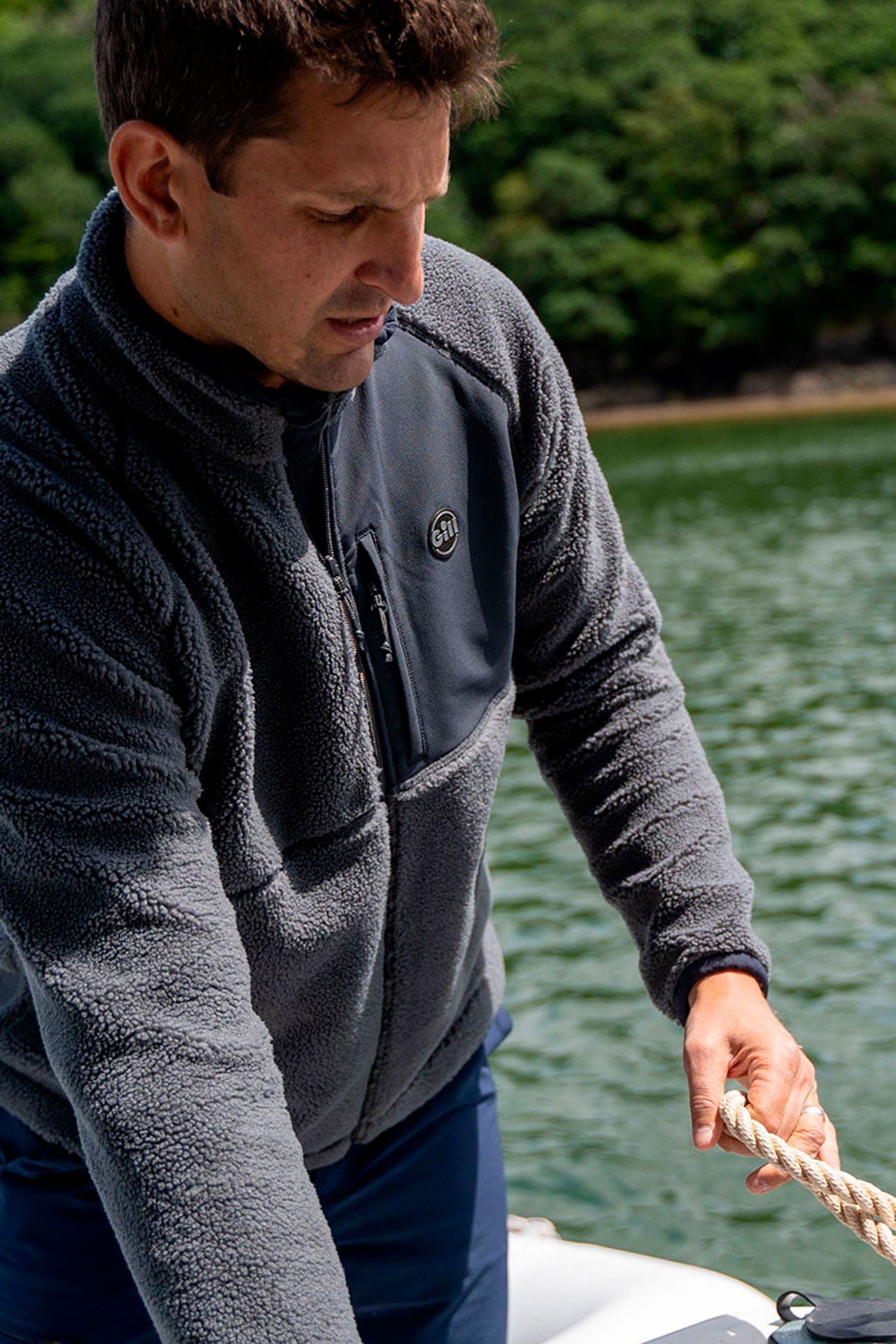Nærbilde av materialet i Cromarty fleecejakke thermo-fleece med nettfôr
