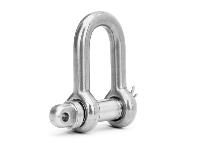D-sjakkel rustfritt stål med splittsikring 13 mm forside