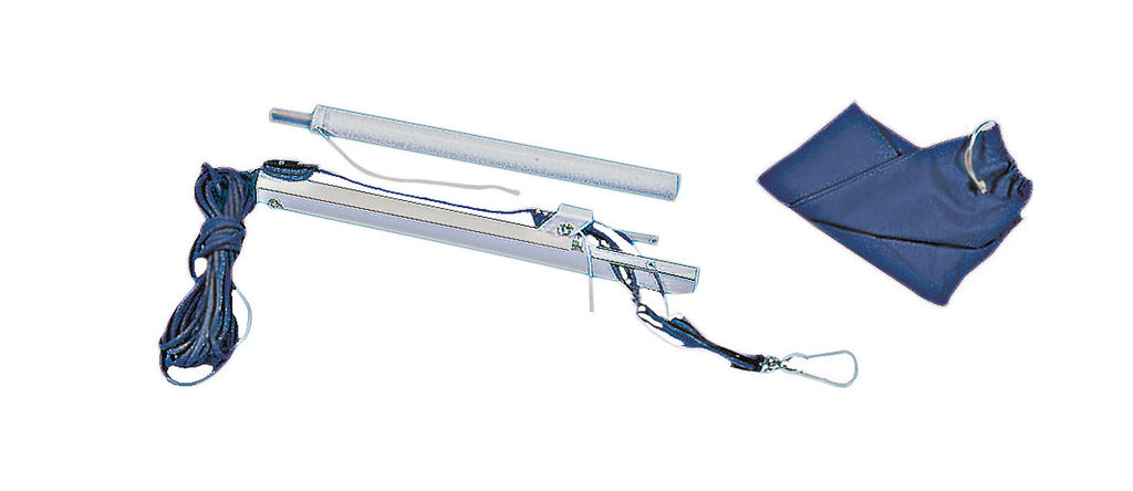 Davit demonterbar og svingbar aluminium med talje og karabinkrok bakside