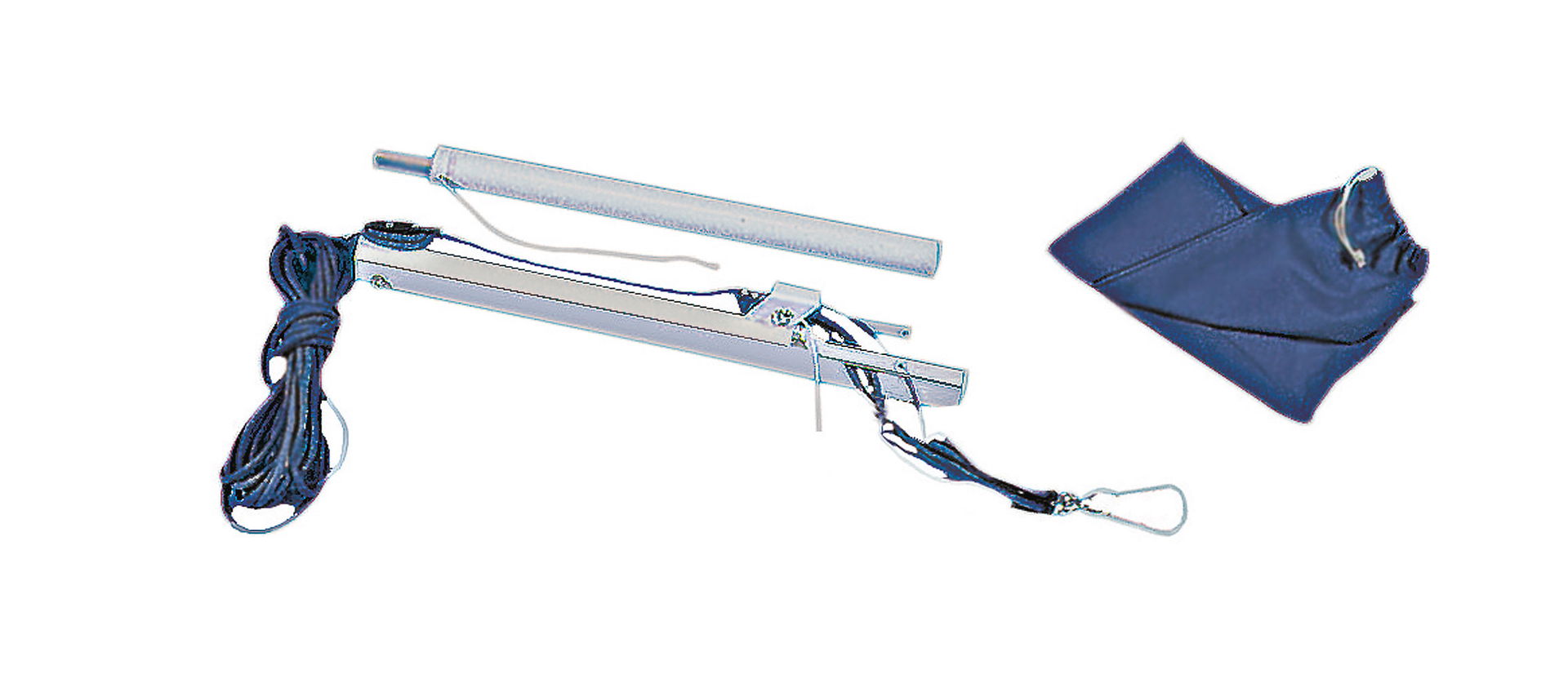 Davit demonterbar og svingbar aluminium med talje og karabinkrok bakside