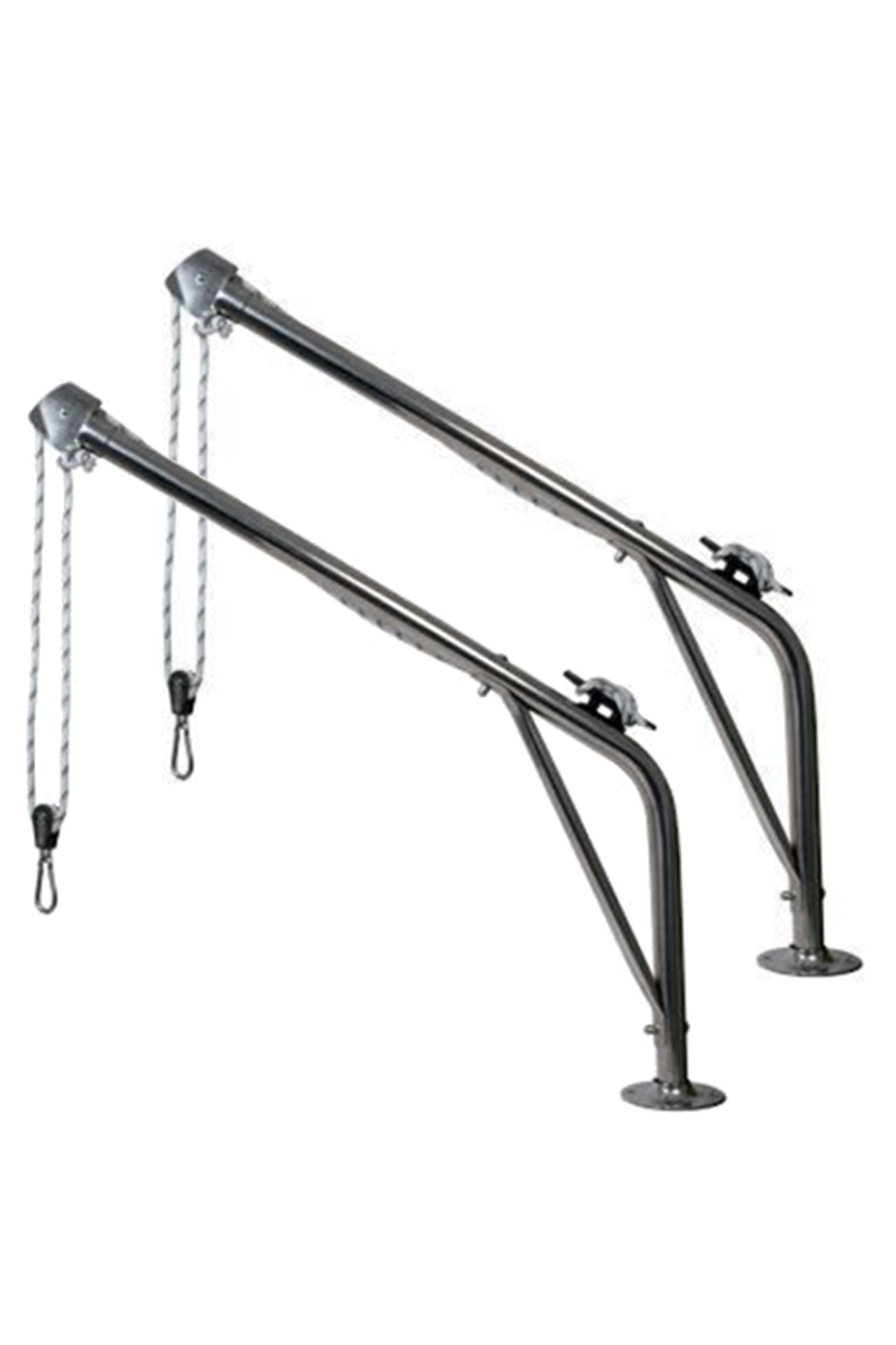 Davit-sett for jolle maks 85 kg rustfritt stål med blokker og tau forfra