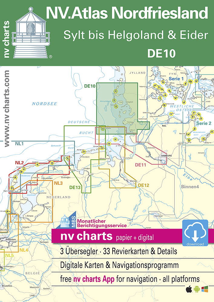 DE 10 NV Atlas Nordfriesland sjøkart papir og digital forfra