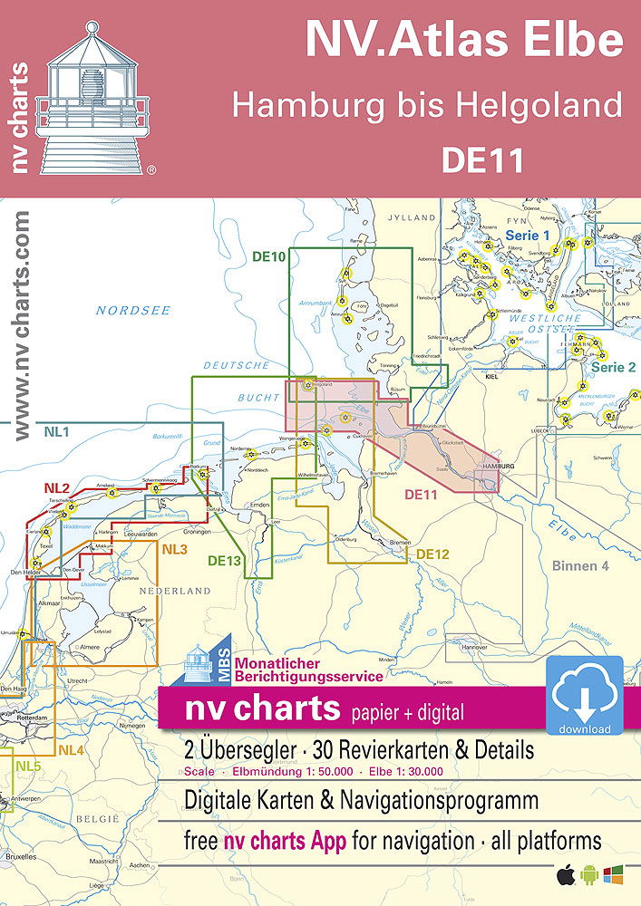 DE 11 NV Atlas Elben sjøkart papir og digital - NV-Verlag forside