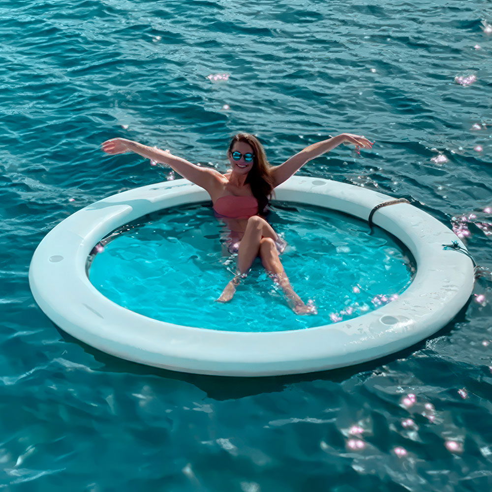 Decktent Wasser Lounge flytende 250 cm diameter montert på vannet