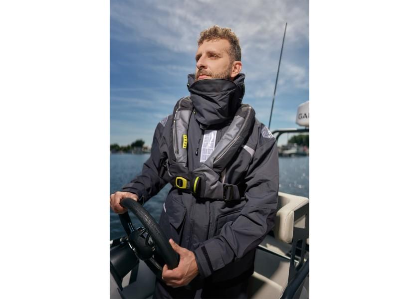 Deckvest 6D automatvest 170N grå/svart med sele stegsele