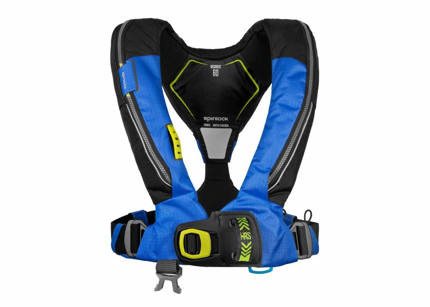 Deckvest 6D automatvest 170N med HRS system blå/svart forfra