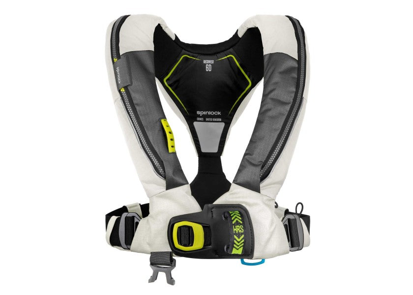 Deckvest 6D automatvest 170N med HRS system hvit/svart forfra