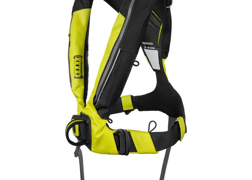 Deckvest 6D automatvest 170N gul/svart med sele bakside
