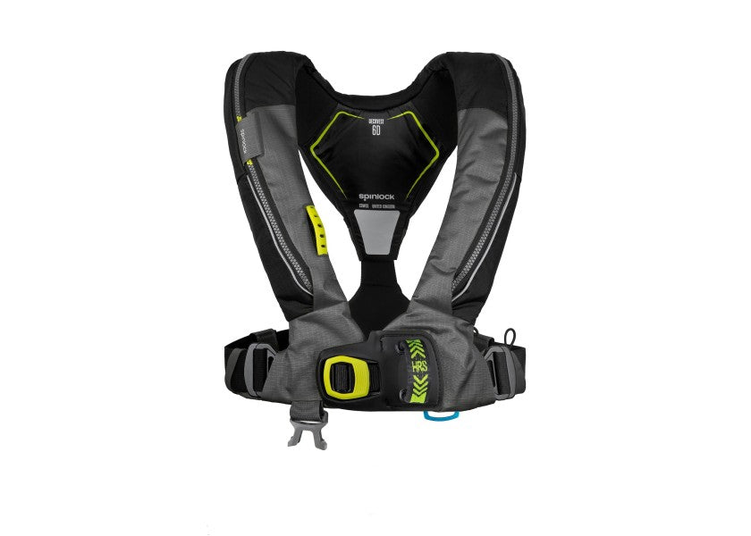 Deckvest 6D HRS automatvest 275N grå/svart med sele forfra