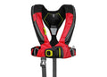 Deckvest 6D HRS automatvest 275N rød med sele forfra