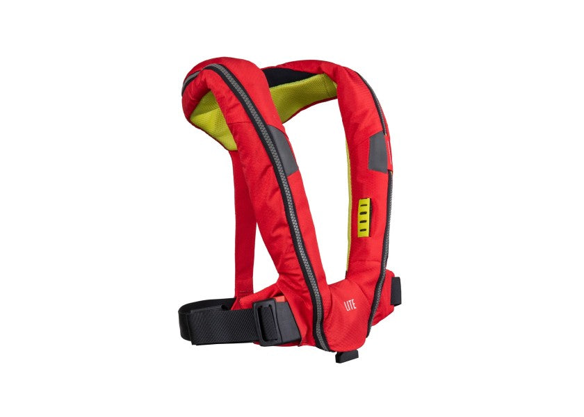Deckvest Lite automatvest 170N rød polyester detalj