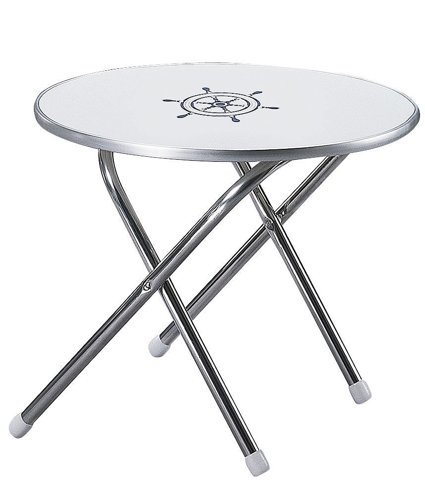 Dekksbord rundt 61 cm diameter aluminium sammenleggbart - Forma forfra