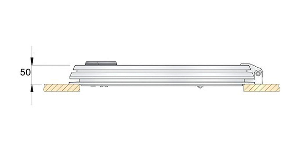 Dekksluke Libero 2032 L aluminium detalj av ramme og glass