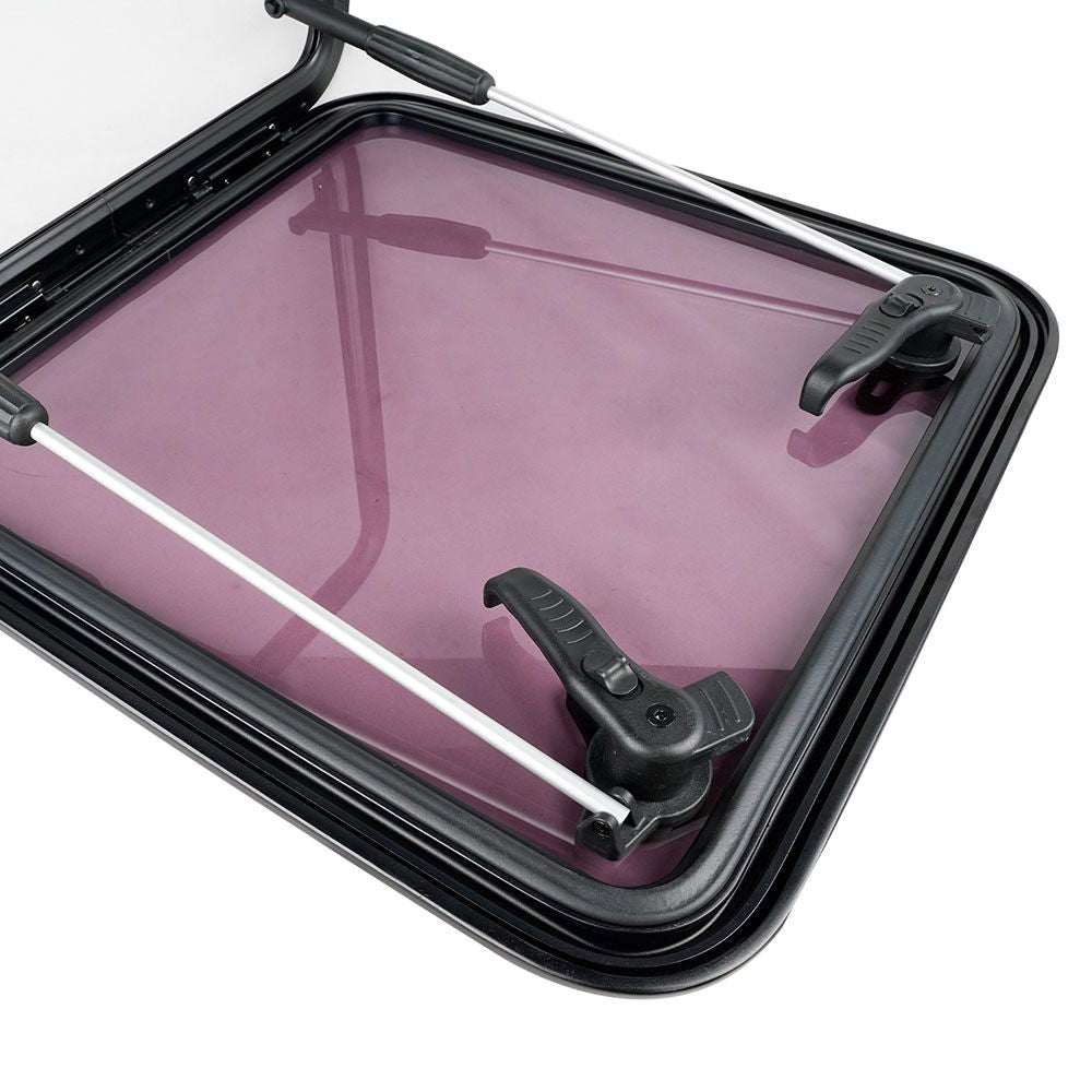 Detaljbilde av dekksluke low profile aluminium eloksert 507 mm akryl