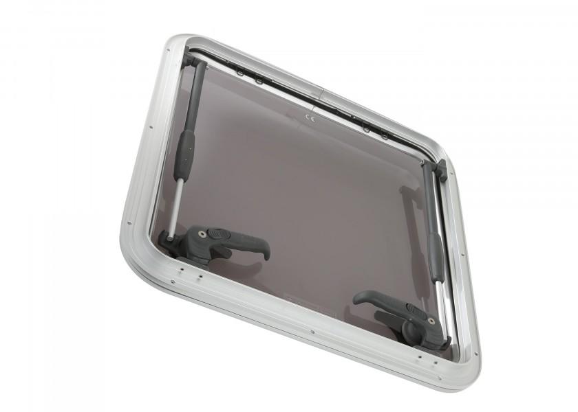 Detalj av Dekksluke OPAL T44 aluminium 496 x 496 mm røykgrå akryl