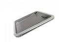 Dekksluke OPAL T44 aluminium 496 x 496 mm røykgrå akryl forfra