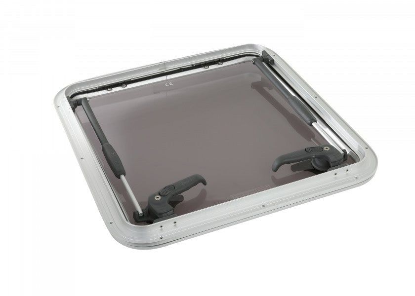 Dekksluke OPAL T60 aluminium 561 x 561 mm røykgrå akryl detalj