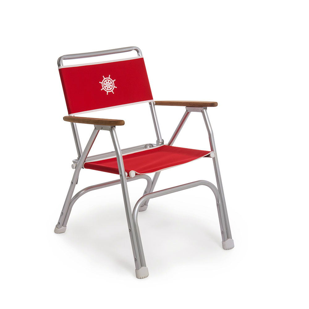Dekksstol type 100 sammenleggbar aluminium med armlener - detalj av armlener