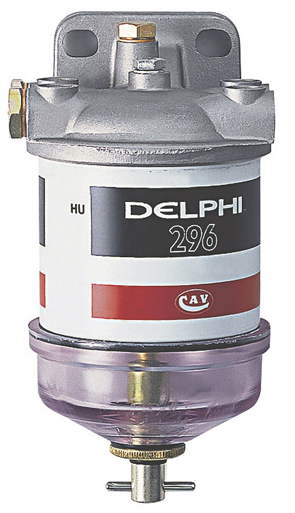 Delphi drivstoffilter med vannutskiller aluminium 150 l/t forfra