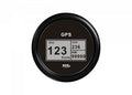 Digital speedometer med GPS og kompass 85 mm sort 12V forfra