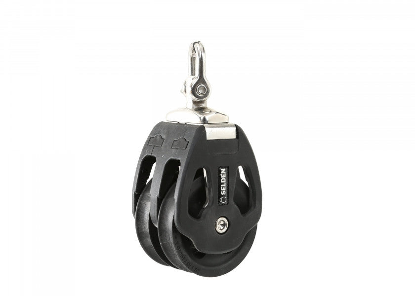 Dobbelblokk med svivel 60 mm 14 mm glideleie forfra