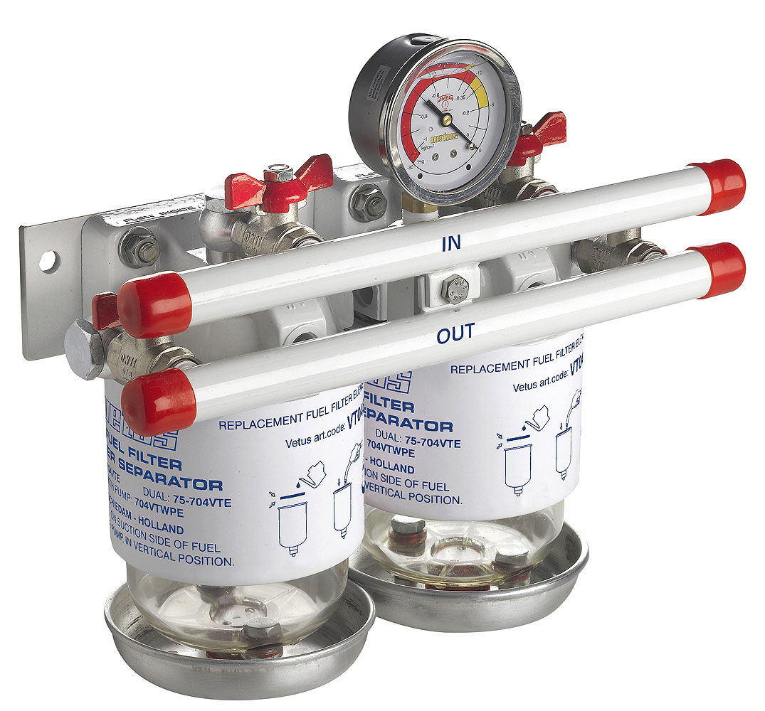 Dobbeltfilter med manometer for drivstoff - Vetus front