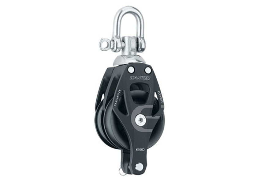 Dobbeltskivet blokk med svivel og bøyle 80 mm glideleie 2750 kg - Harken Element forfra