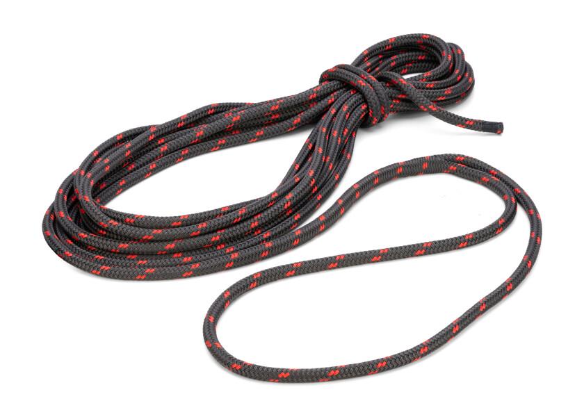 DOCK-FLEX fortoyningsline med oye antrasitt rod polyester dobbeltfletting bakside