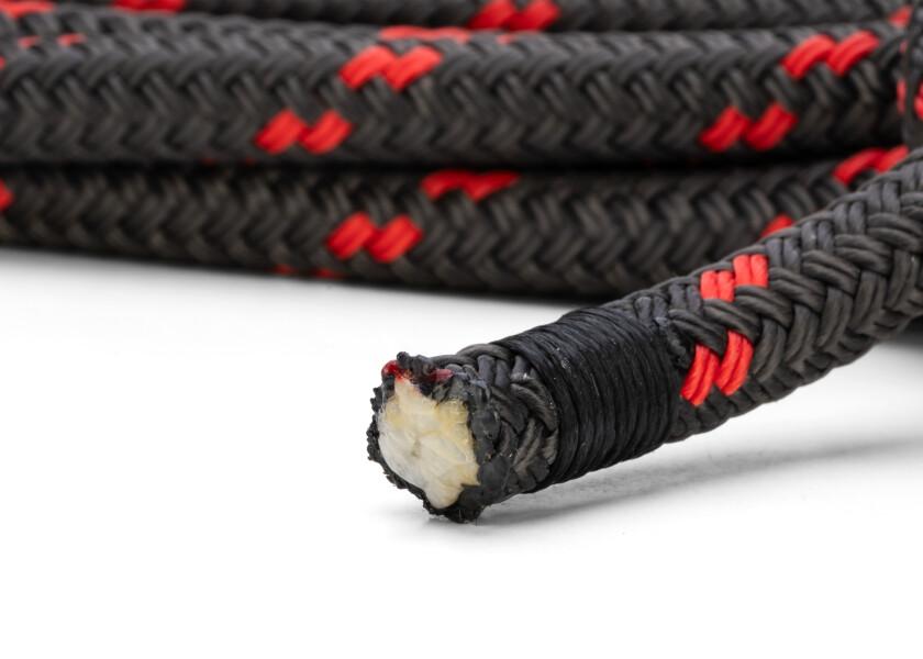 DOCK-FLEX fortoyningsline med oye antrasitt rod polyester dobbeltfletting tauende