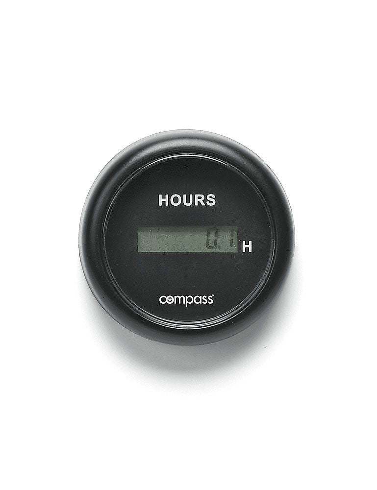 Driftstimeteller 12/24V innfelling 52 mm flansch 60 mm - Compass for motorovervåkning