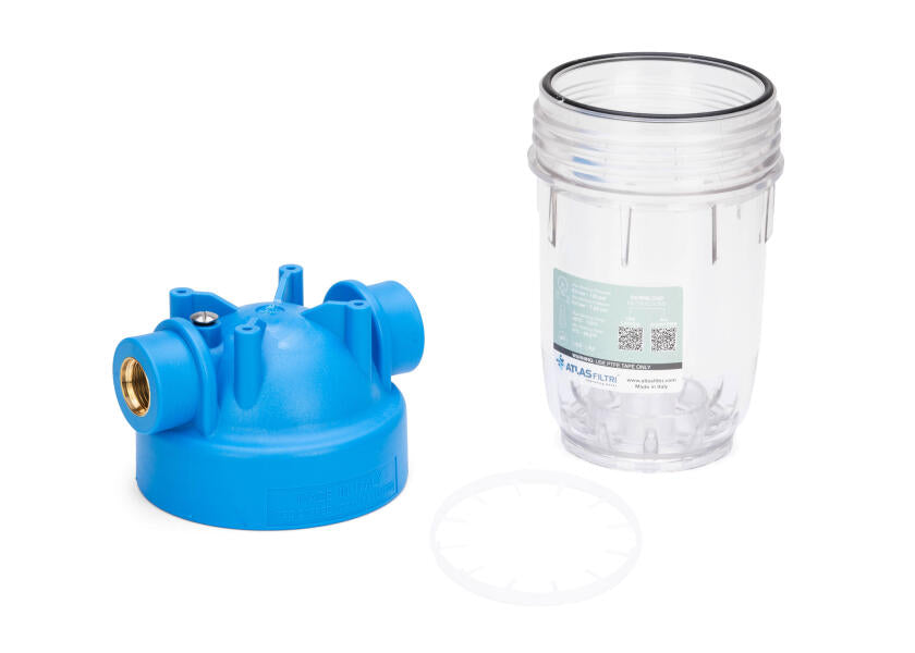 Drikkevannsfilter 5" enkelt filterhus uten manometer liten - ATLAS bakside
