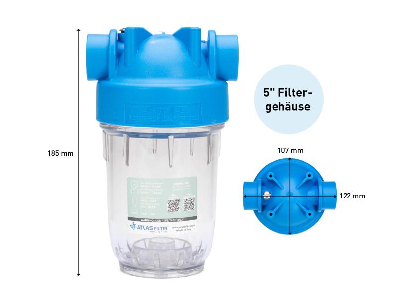 Drikkevannsfilter 5" enkelt filterhus uten manometer liten - ATLAS demontert