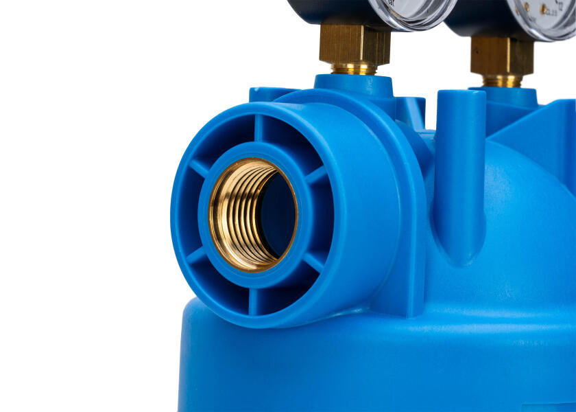 Drikkevannsfilter 5" enkelt filterhus med manometer liten - ATLAS bakside