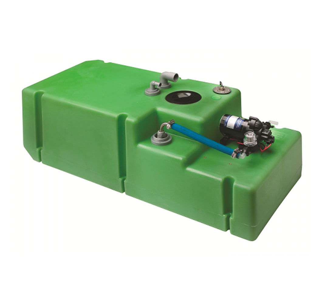 Drikkevannsystem 120 l 12V med pumpe og tank front