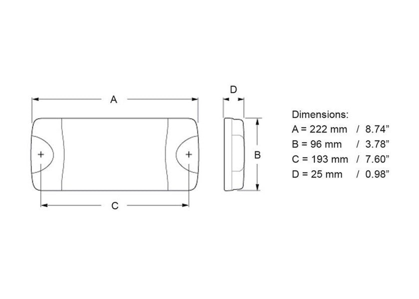 DuraLED 50LP LED taklampe 12/24V akryl hvit 64° detalj nærbilde