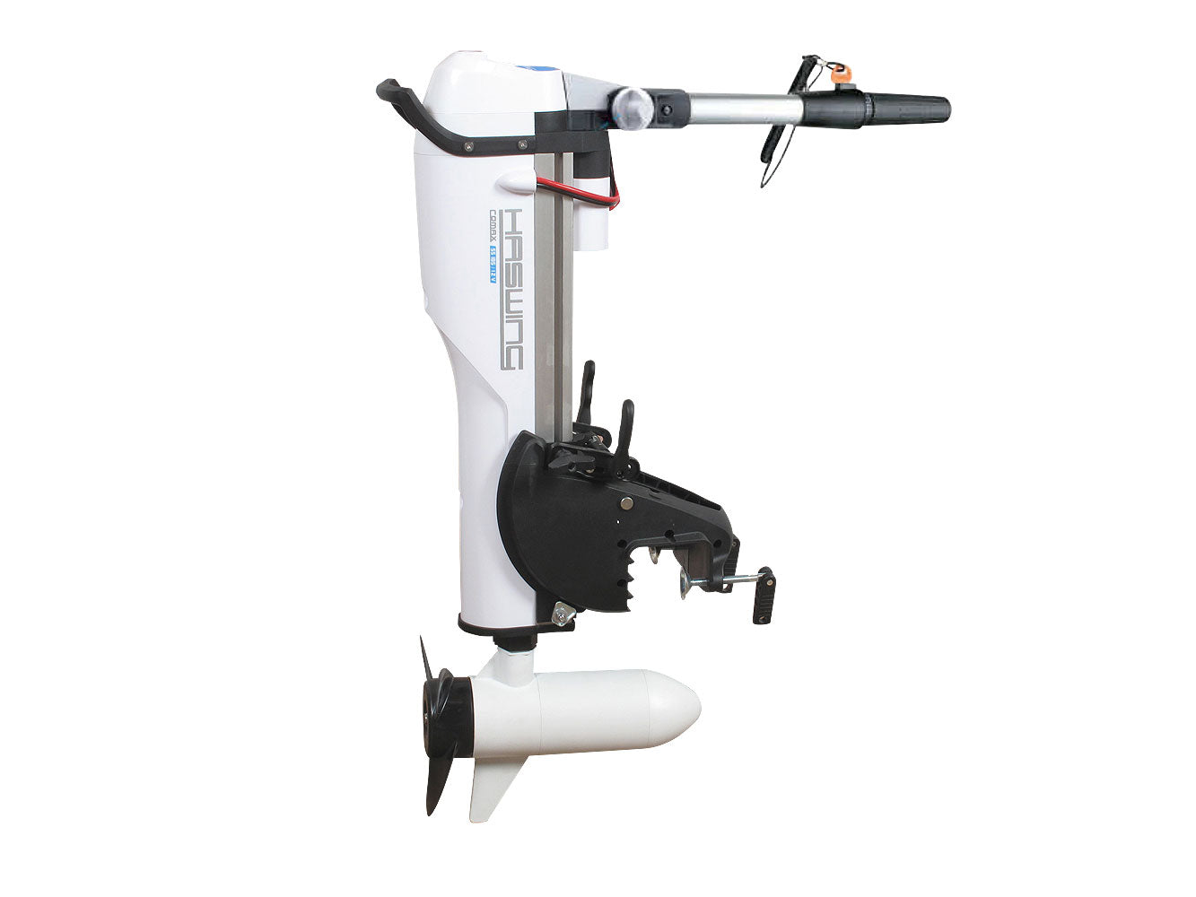 Elektrisk påhengsmotor 12 V 55 lbs 600 W rustfritt skaft - Haswing forfra