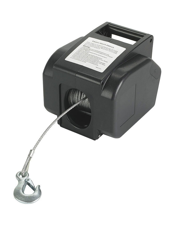 Elektrisk tilhengervinsj 2700 kg 12V med kabelfjernkontroll 13 m wire forfra