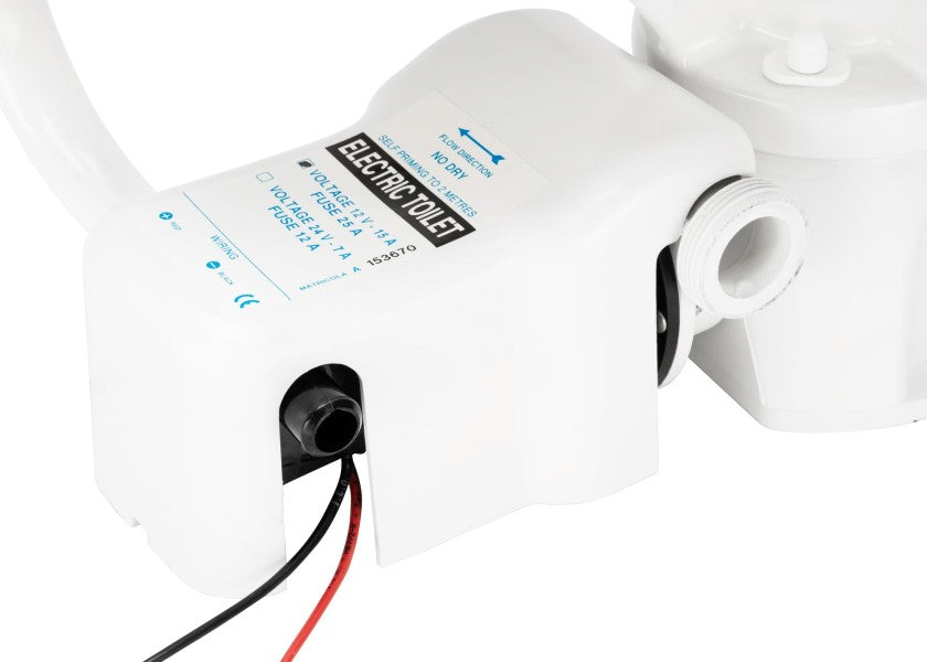 Elektrisk toalett EVOLUTION 24V komfortstørrelse porselen soft-close med åpent sete