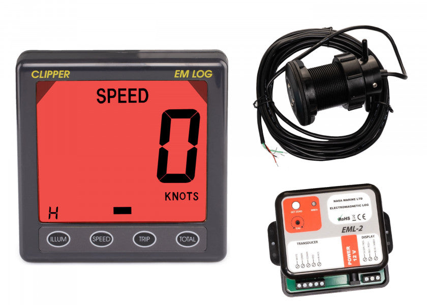 Elektromagnetisk logggiver med Clipper-display NMEA0183 12V - NASA forfra