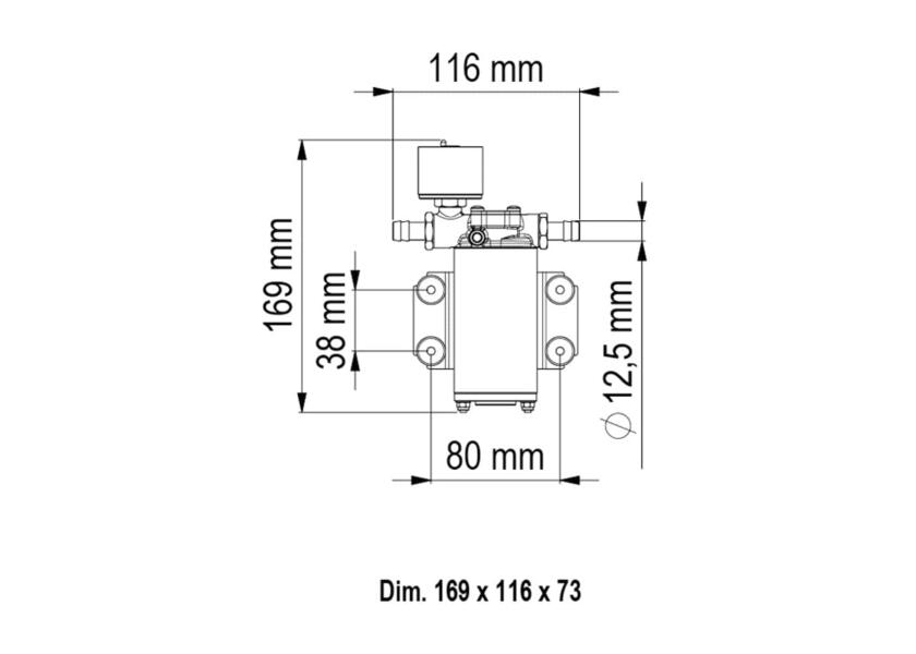 Nærbilde av Elektronisk trykkvannspumpe UP2/E 12/24V 10 l/min 2 bar