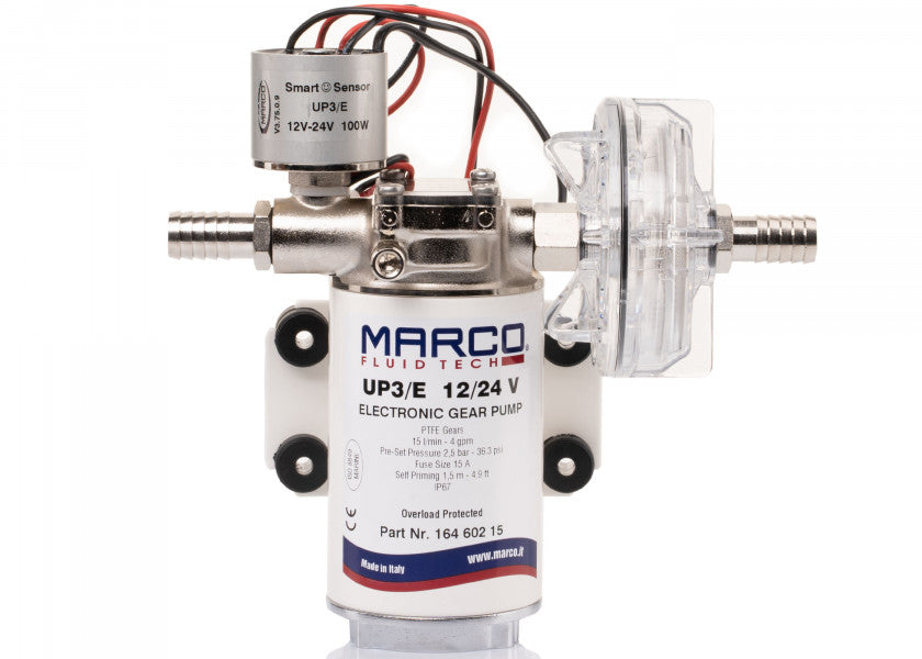 Elektronisk trykkvannspumpe UP3/E 12/24V 15 l/min 2,5 bar - Marco forfra