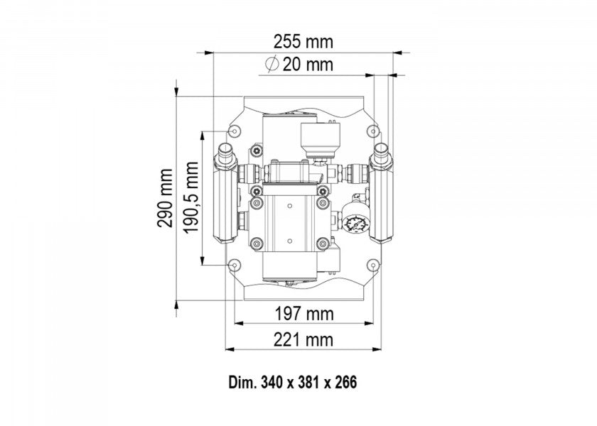 Elektronisk trykkvannspumpe UP6 E DX 12 24V 52 l min bakside