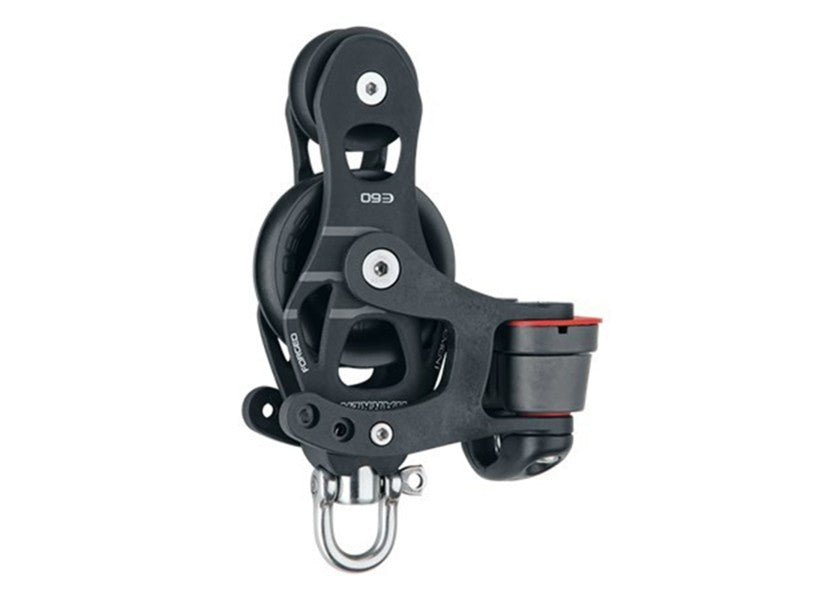 Element violinblokk med svivel og klemme 60 mm fra HARKEN forfra