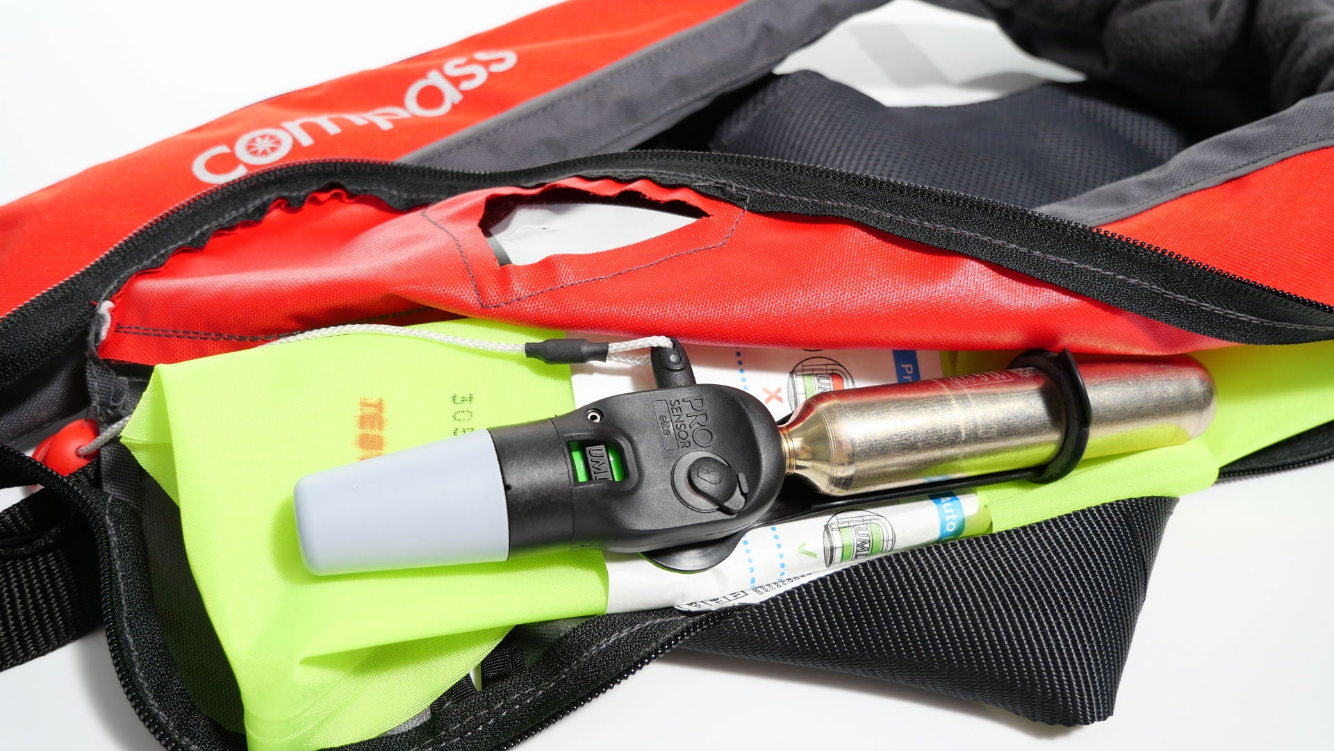 Oversikt over Ergo-Fit Pro automatvest 150N Halkey Roberts ventil 1 Compass med synlig siktvindu