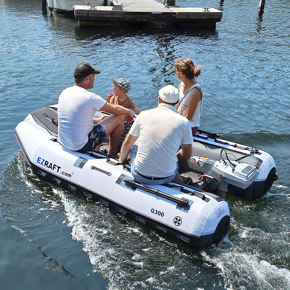 Nærbilde av teleskoppadler på EZ Raft gummibåt med dacronvev Q240